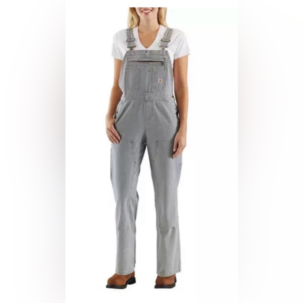 Carhartt Women's navy and white striped Denim Overalls